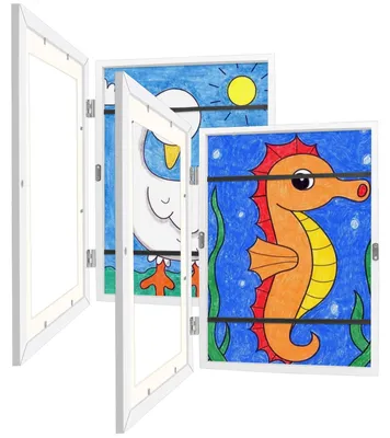 Kinder-Kunstrahmen A4, 2er-Set, weiß, für 150 Bilder