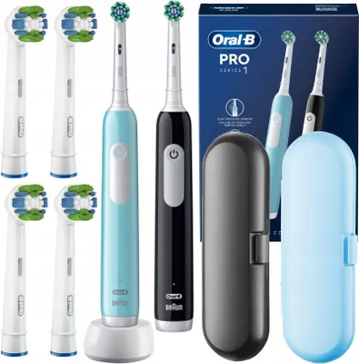 Produktbild von Oral-B | Elektrische Zahnbürsten - Pro Series 1 - 2er Set - Schwarz und Blau - Effektive Zahnreinigung - 3 Reinigungsmodi