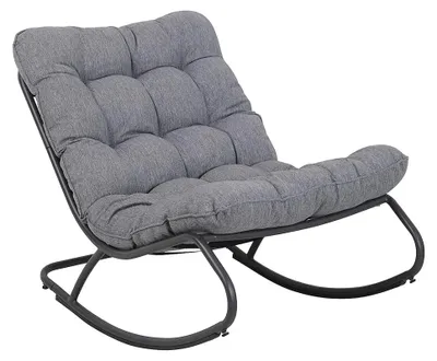Obrázok produktu pre VIBE Záhradné hojdacie kreslo s vankúšom, oceľ, čierna, sivá, 115 cm