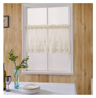 Kurzer Spitzenvorhang 130x41 cm, beige, halbtransparent, für Küche
