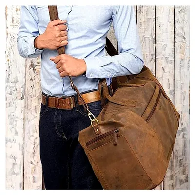Produktbild von Leder Weekender für Damen und Herren | Echtleder Reisetasche | 55 l Sporttasche | Duffle Travel Gym Bag | Sporttasche | Trainingstasche | Flugzeugtasche | groß