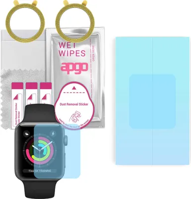 Produktbild von apgo 2 Stück HD HQ FLEX Schutzfolie kompatibel mit Apple Watch 1-2-3 (42mm) Smartwatch, Hydrogel Displayschutzfolie mit abgerundeten Rändern, Displayfolie zum gesamten Bildschirm