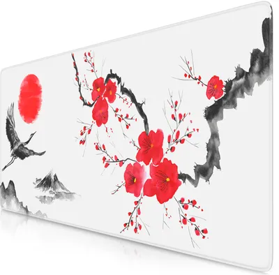 Produktbild von Titanwolf Gaming Mauspad XXL, 900 x 400 x 3 mm, Schreibtischunterlage, abwaschbar, rutschfeste Rückseite, Geschwindigkeit & Präzision, Ink Sakura 6