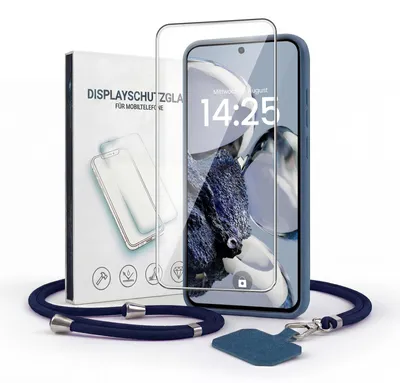 Produktbild von Handyhülle für Xiaomi 12T / 12T Pro mit Handykette und 9H Displayglas Displayschutz Band Kordel Hülle Case Schutzhülle Blau