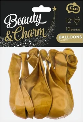 Productafbeelding van Balony Beauty&Charm, metallic, goudkleurig, 30 cm, 10 stuks - Godan