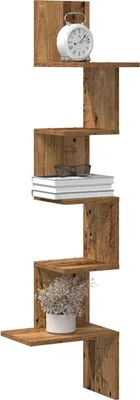 Obrázok produktu pre Rohová nástenná polica vo vzhľade regenerovaného dreva 32x32x127,5 cm materiál na báze dreva 860524