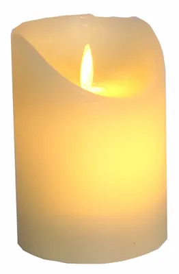 Produktbild von LED Stumpenkerze 10 cm creme / elfenbein mit Timer mit echtem Flammen Effekt