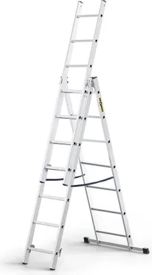 Immagine prodotto di DRABEST | Scala multifunzionale 3x7 in alluminio - Scala pieghevole e a sfilo in 3 parti - 21 pioli - fino a -150 kg -  EN131 e