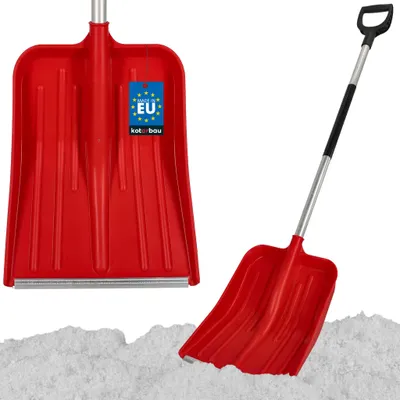 Produktbild von KOTARBAU® Schneeschaufel mit Aluminiumstiel - 37 x 50 cm - Schaufel aus Kunststoff - Schneeschieber - Gartenschaufel - Schnee Schippe - Sandschaufel - Ergonomisch & Kältebeständig - Rot
