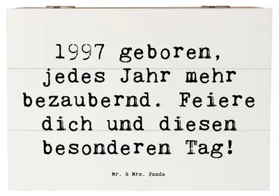 Produktbild von Mr. & Mrs. Panda Geschenkbox Spruch 1997 Geburtstag Charmant 22 x 15 cm - Weiß - Geschenk, Geburtsjahr, schmuckbox, geschenkkiste, Geburtstagskind, besonderer Tag