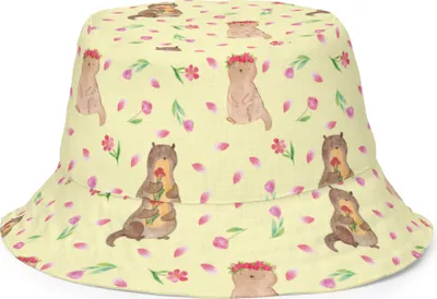 Produktbild von Mr. & Mrs. Panda Sonnenhut Otter Blumenstrauß Größe S/M - Gelb - Geschenk, Bucket Hat, Niedlich, Fischerhut, Boonie, Seeotter, Süß, See, Outdoorhut, Anglerhut