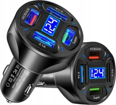 Image de Chargeur rapide pour voiture avec 4 ports USB QC et 66 W pour téléphones portables, tablettes et lampes LED
