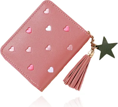 Produktbild von Kinder Portemonnaie Portemonnaie Damen Klein, 1 Stück Damen Mini Portemonnaie, Portemonnaie Kinder, Klein Portemonnaie Damen, mit Reißverschluss Münzfach und Kartenfächern, Rosa.