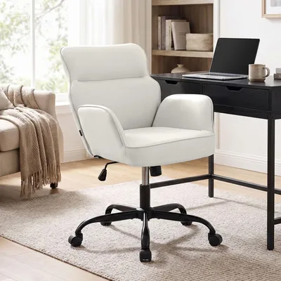 Immagine prodotto di Sedia da ufficio CLP Amado, rivestita in Pelle finta, regolabile in altezza, girevole a 360°, con schienale fino a 135 kg | Colore: bianco, Immagine generata dall'IA