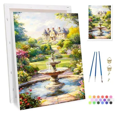 Productafbeelding van Schilderdoos voor volwassenen met raster, paardenthema, paasdecoratie, canvas, doe-het-zelf schilderset, 20x30 cm