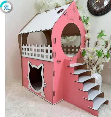 Produktbild von Jungengel Katzenhaus Katzenhöhle XL pink Katzen Spielzeug Zubehör für drinnen