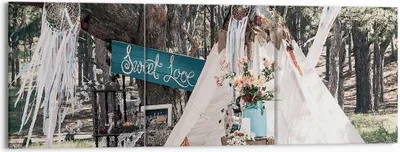 Produktbild von Bild auf Leinwand - Leinwandbild - 3 Teile - Jungvermählten Liebe Landschaft - 150x50cm - Wand Bild - Wanddeko - Wandbilder - Leinwanddruck - Bilder - Wanddekoration - Leinwand bilder - CA150x50-4642