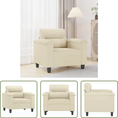Zdjęcie produktu dla The Living Store Fotel kremowy 60 cm imitacja skóry