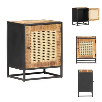 Produktbild von vidaXL Nachttisch 40x30x50 cm Raues Mangoholz und Wiener Geflecht - Nachttische