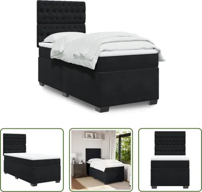 Produktbild von The Living Store Boxspringbett mit Matratze Schwarz 90x190 cm Samt