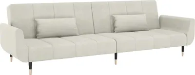 Produktbild von vidaXL Schlafsofa 2-Sitzer mit 2 Kissen Creme Samt