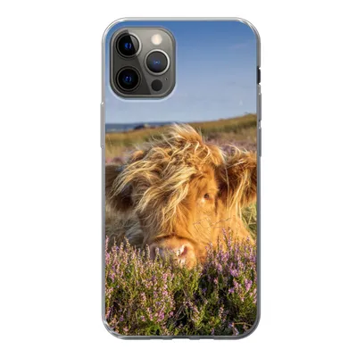 Produktbild von MuchoWow® Handyhülle Schutzhülle Hülle für iPhone 13 Pro Schottische Highlander - Heide - Gras - Tiere Silikon Softcase Handy Hülle - Handy-Tasche