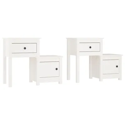 Produktbild von Nachttische 2 Stk. Weiß 79,5x38x65,5 cm Massivholz Kiefer