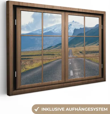 Produktbild von OneMillionCanvasses® - Leinwandbilder - 150x100 cm, Aussicht - Berg - Straße, Wandbilder Kunstdruck Wanddekoration