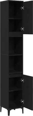 Produktbild von vidaXL Badezimmerschrank mit Tür Schwarz Eichen-Optik 30 x 30 x 190 cm