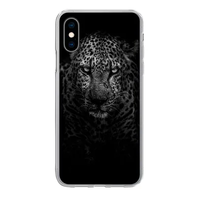 Produktbild von MuchoWow® Handyhülle Schutzhülle Hülle für iPhone X Leopard - Schwarz - Weiß Silikon Softcase Handy Hülle - Handyhülle
