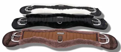 Produktbild von AMKA Western Sattelgurt Mondgurt anatomischer Western Bauchgurt synthetisches Fell in 70 & Schwarz/Schwarz