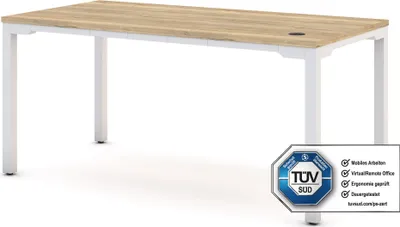 Produktbild von ASSMANN Höhenverstellbarer Schreibtisch Piacetta Eiche Natura Weiß, 140x80cm, Memoryfunktion, 4-fach-Motorik