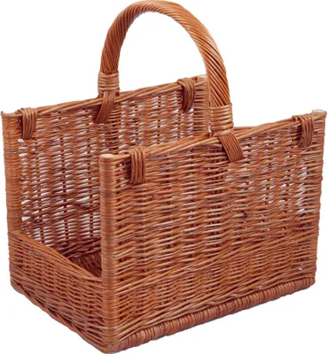 Produktbild von Kaminholzkorb, braun, T 39cm x B 32cm x H 29cm, aus Vollweide, Holzkorb, Kamin