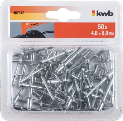 Produktbild von kwb 407478 Blindniete (Ø x L) 4.8 mm x 8 mm Aluminium Aluminium Aluminium 50 St