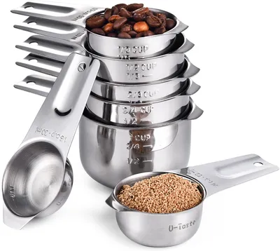 Productafbeelding van Solidchoice - Set van 7 RVS Maatbekers en Lepels voor Keuken