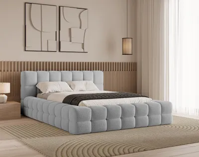 Produktbild von Chilly Design Polsterbett Verona Grau Bouclé Stoff 180x200 cm mit Stauraum