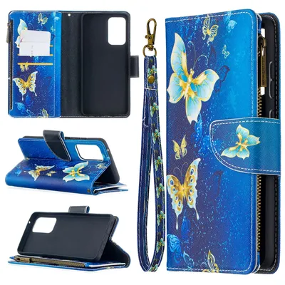 Productafbeelding van Samsung Galaxy A52 4G / 5G hoesje, telefoonhoesje, beschermhoes, flip case met kaarthouder, motief: vlinder