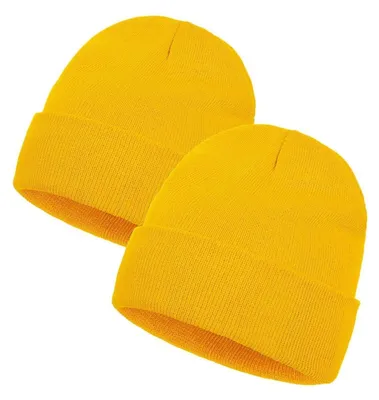 Obrázek produktu pro Pletená čepice typu "beanie" pro muže i ženy, univerzální velikost, žlutá barva, vhodná pro chladné dny a outdoorové aktivity