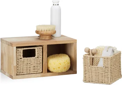 Produktbild von relaxdays Walnuss Wandregal mit Körben