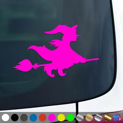 Produktbild von PantherPixel Hexe Aufkleber Gothic Esoterik Magische Besen Sticker Auto Geschenkidee Farbe Neon-Pink
