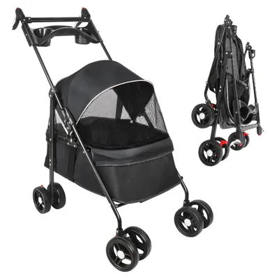 Produktbild von Hundewagen,Hundebuggy klappbar,bis 40 kg,Hundetrolley Pet Stroller für kleine Hunde und Katzen Haustierwagen Katzenbuggy Oxford 50x70x95cm Schwarz