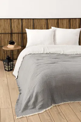 Produktbild von L'Essentiel Linge de Maison, Muslin - Grey v2, Tagesdecken, Grau, Baumwolle, 230 x 250 cm