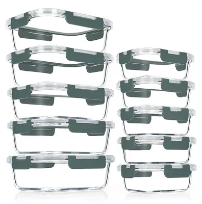 Glasvorratsbehälter-Set, 10-teilig, luftdicht, stapelbar, BPA-frei