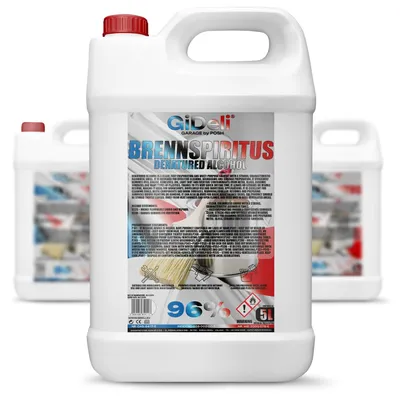 Immagine prodotto di Alcool denaturato incolore, 15 litri. Detergente, sgrassante, per uso domestico, in officina, e come accendifuoco. GiDeli