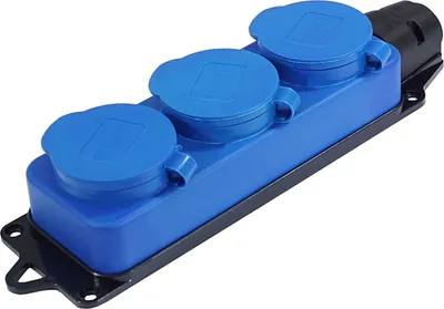 Produktbild von Schukokupplung Schuko IP44 230V Mehrfachsteckdose Steckdosenleiste 3- Fach blau