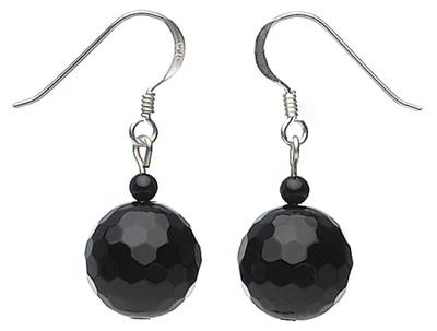 Produktbild von Ohrringe Ohrhänger aus echtem Onyx & 925er Silber facettiert schwarz Damen