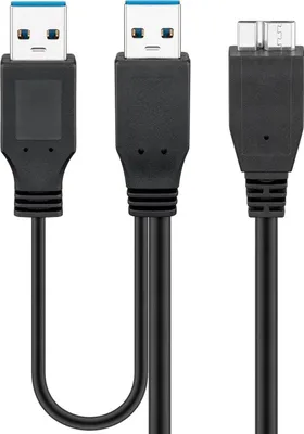 Immagine prodotto di Goobay 95746 Cavo USB 3.0 Dual Power SuperSpeed, Nero, 3 x Numero di Schermature, 0.30m Lunghezza del Cavo