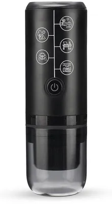 Obrázok produktu pre Prenosná elektrická kávovar 3 v 1, s možnosťou nabíjania cez USB-C, mini, čierna, vhodná na mletú kávu a kapsule NESPRESSO/DolceGusto