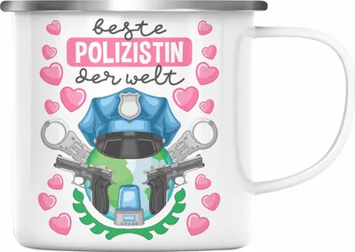 Produktbild von Trendation - Beste Polizistin Geschenk Emaille Tasse mit Spruch Geschenke Polizei Frauen Lustig Blaulichtmilieu (Silber)