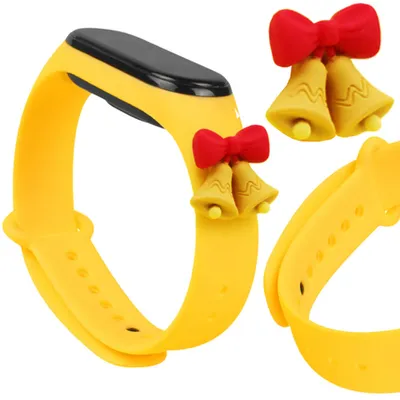 Obrázek produktu pro Řemínek Xmas Band Pro Xiaomi Mi Band 6 / Mi Band 5 Slavnostní Silikonový Řemínek Náramek Žlutý (Vyzvánění)